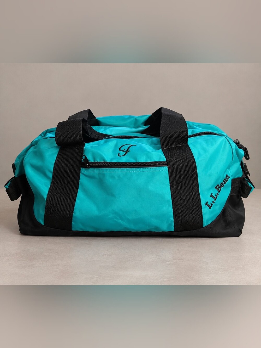L.L.Bean Turquoise & Black Personalized Duffel Travel Bag